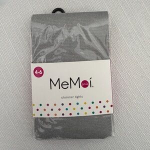 MeMoi Girls Silver Shimmer Tights Size 4–6 New in Package (A298)